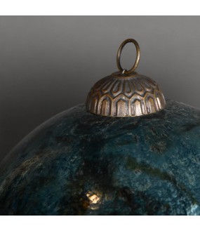 Boules de Noël en verre craquelé bleu antique d'un diamètre de 20cm