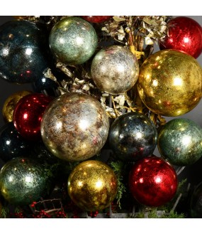 Christmas Balls in Yellow Cracked Glass ø15cm, 19th Style
