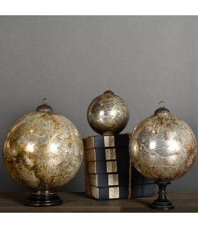 Christmas Balls in Silver Cracked Glass ø25cm, 19th Style