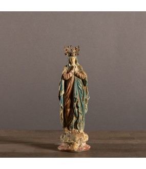 Vierge Marie à la Couronne Moulage Plâtre H 31 cm