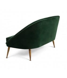 canapé en velours de coton vert laurier Kelly, design moderne inspiré des années 50, collection luxe movie star