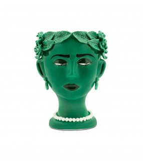 Ceramic Vase, Green Woman Moor Head