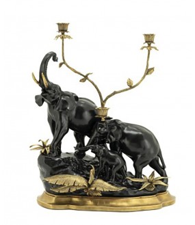 Elephant Candle Holder Porcelain & Bronze Metal