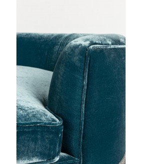 Large Round Lounge Chair Hortense, Ocher-Colored Velvet.