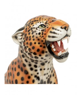 Statue de léopard rugissant noir 19.5x6x19.5cm - Centrakor