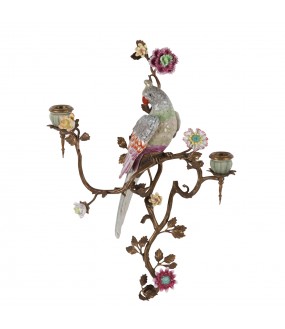 Large Parakeet Wall Candle Holder, Right & Left