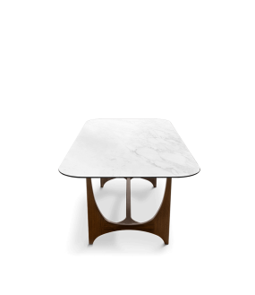 Magnificent Silvana table in Calacatta Oro marble with its superb oblong aerial top