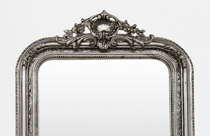 Miroir "Rocaille" argenté