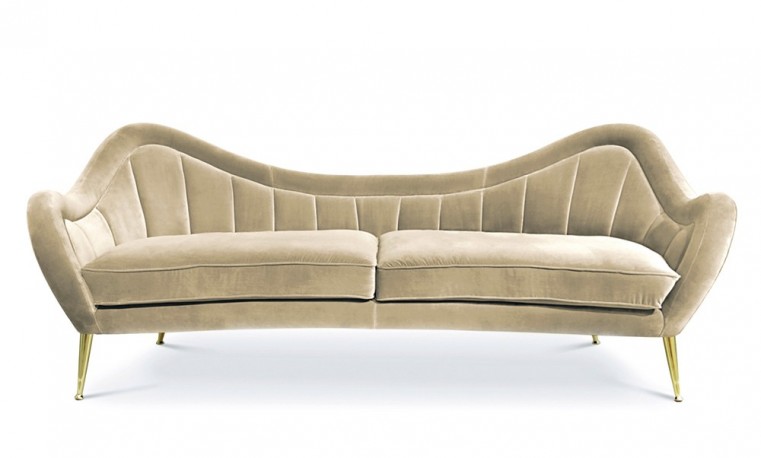 "Rita", Ivory Velvet Sofa