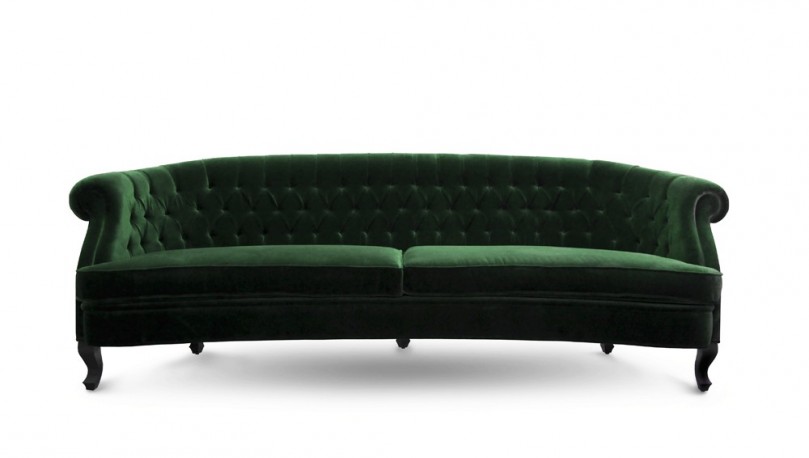 Sofa Green Velvet Bette, Made To Measure